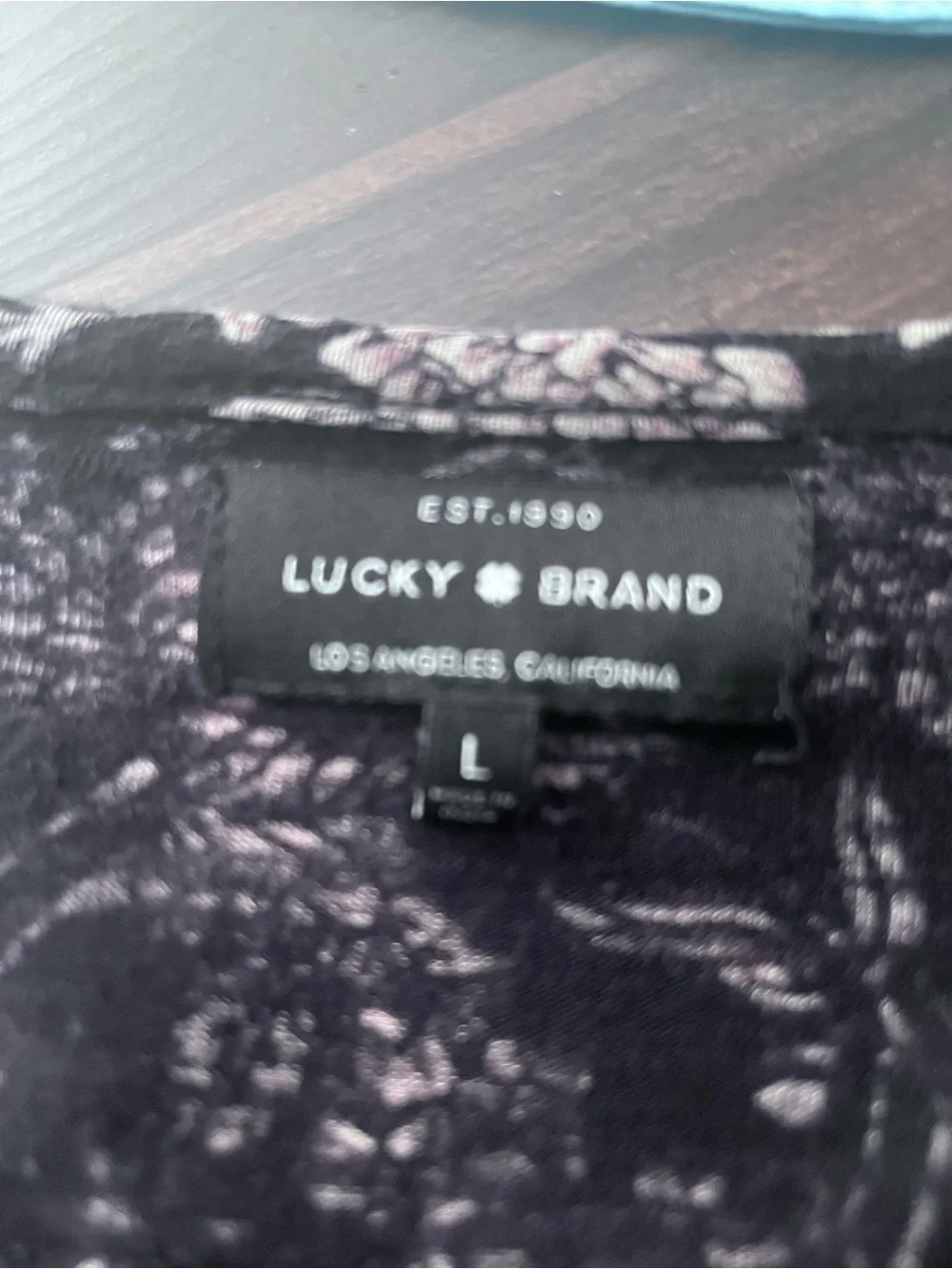 Lucky Brand Black Floral V-Neck Long-Sleeve Blouse